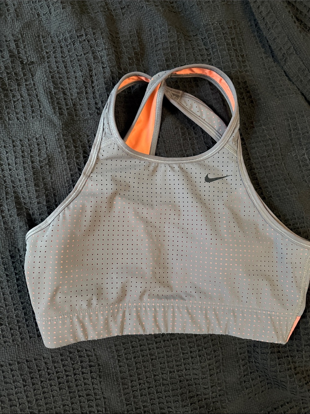 Nike Gray Sports Bra with Orange Lining Racerback